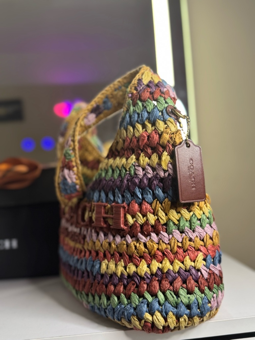 COACH Brooklyn 28 Straw Multi Color - Picture 5 of 10